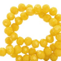 Faceted glass beads 4x3mm disc Yellow flash-pearl shine coating
